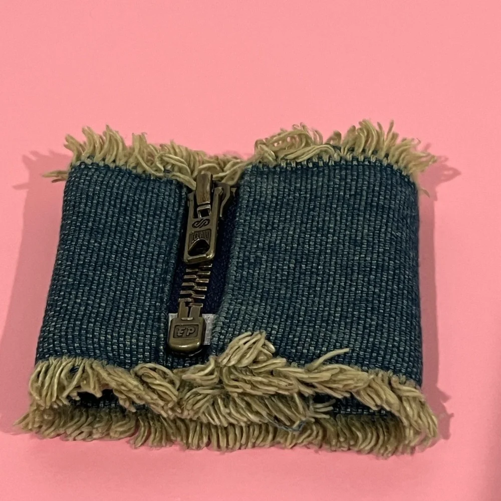 πSOLDπ CHANEL Embellished Denim Cuff Bracelet - Picture 4 of 8